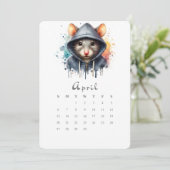 April Stand-alone Kalender Muis Splash Art Menu (Staand voorkant)