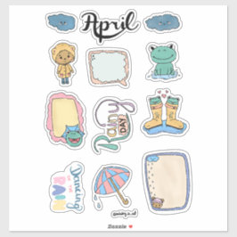 April stickerblad – Regenachtige dagen Sticker