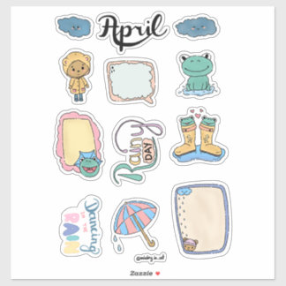 April stickerblad – Regenachtige dagen Sticker