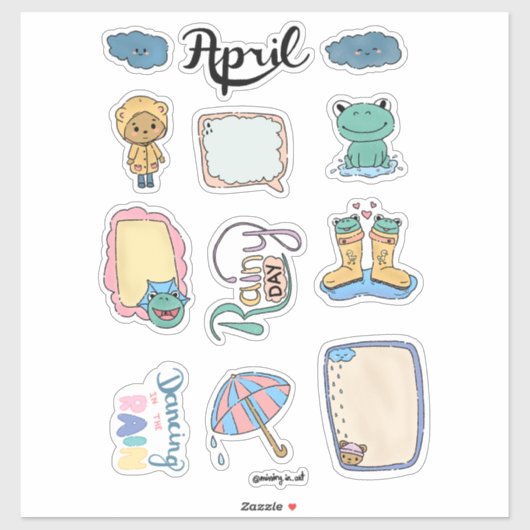 April stickerblad – Regenachtige dagen Sticker (Vel)