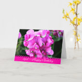 April Stunning Pink Sweet Peas Verjaardag Kaart (Gele Bloem)