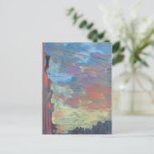 April Sunset, Sky City Landscape Pastel Painting Briefkaart (Staand voorkant)