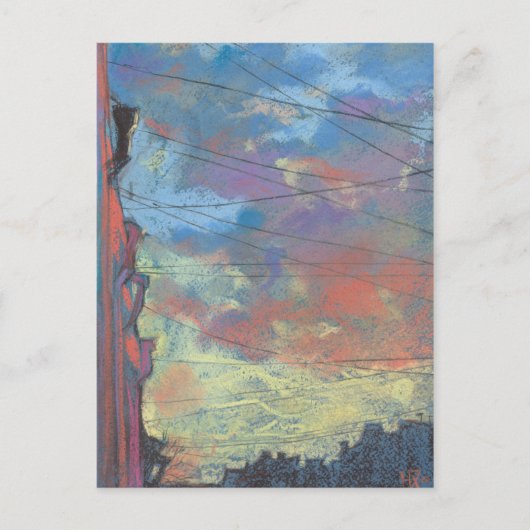 April Sunset, Sky City Landscape Pastel Painting Briefkaart (Voorkant)