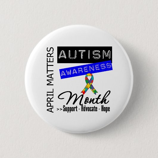 April telt - Autisme Bewustmaands Ronde Button 5,7 Cm (Voorkant)