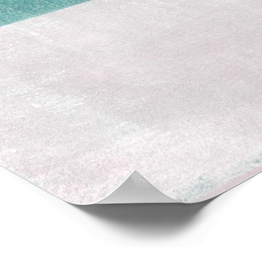 "April" Turquoise en grijze Abstracte kunst Poster (Hoek)