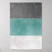 "April" Turquoise en grijze Abstracte kunst Poster (Voorkant)