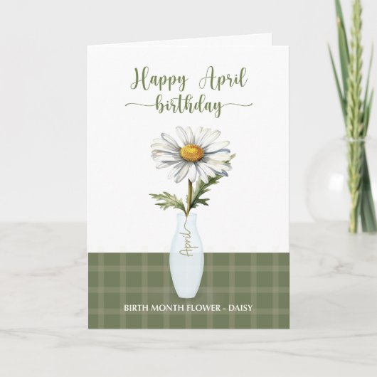 April Verjaardag Daisy Geboorte Maand Bloem Kaart (Voorkant)