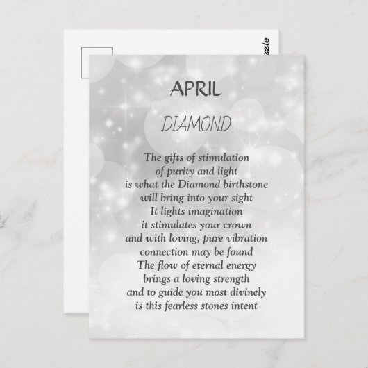 April Verjaardag Geboortesteen Diamant  Briefkaart (Voorkant / Achterkant)