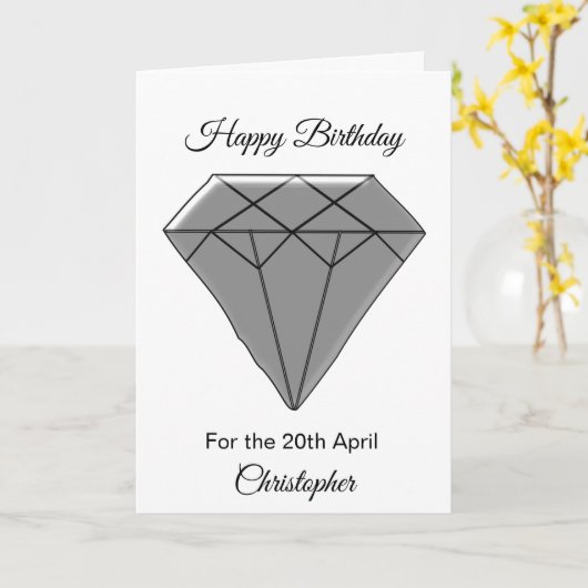 April Verjaardag Kaart - Diamond (Gele Bloem)