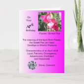 April Verjaardag Kaart - Sweet Pea en Diamond (Voorkant)