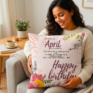 April Verjaardagsmirakel Bloemige Quote Rechthoek Kussen