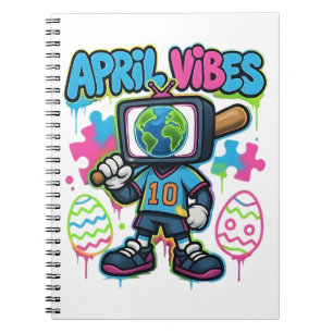 April Vibes Retro TV Head: Een Graffiti Collage va Notitieboek
