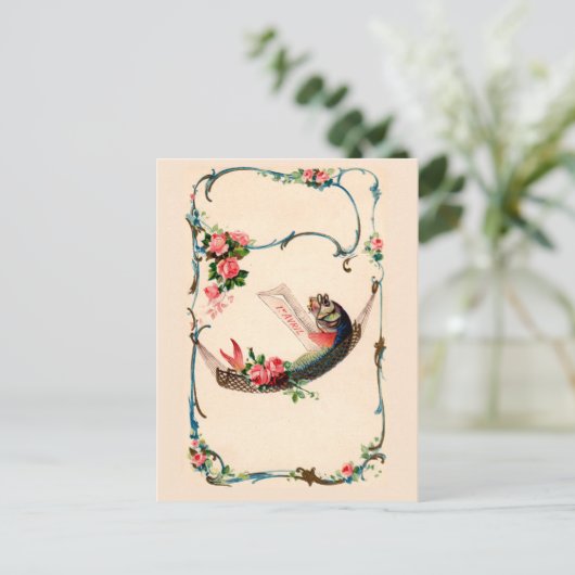  April Vis in een hangmat, April Fools Day Briefkaart (Staand voorkant)