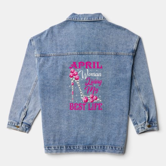 April Vrouw Mijn beste leven Schimmels Roze D Denim Jacket (Achterkant)