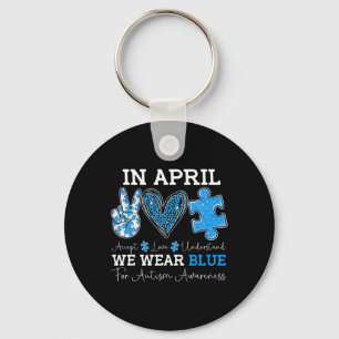 April We Draag Blauw Autisme Bewustzijn Liefde Acc Sleutelhanger