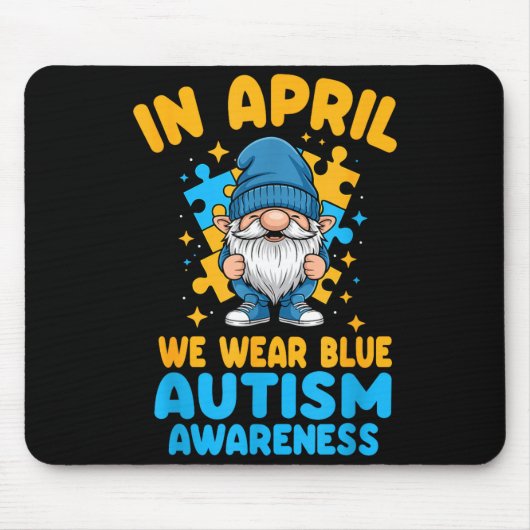 April wear blue autism acceptance gnome puzzle  muismat (Voorkant)