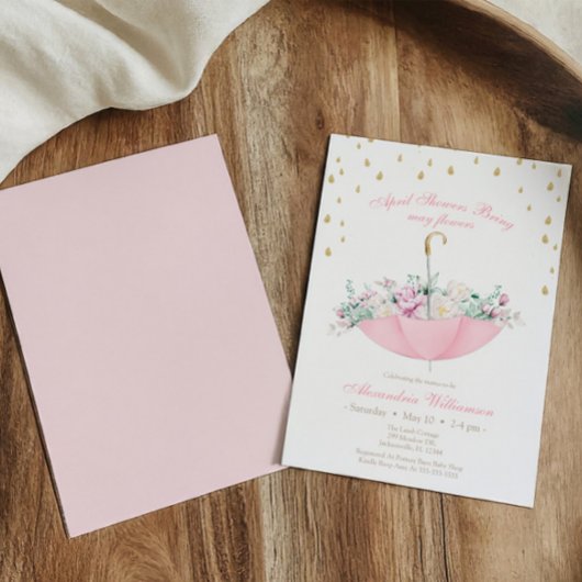 Aprilse regenbuien brengen Mei bloemen Paraplu Bab Kaart