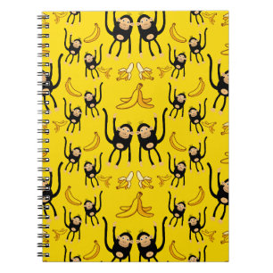 Aprint met een leuk aapje en banaan notitieboek