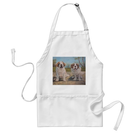 Apron Ann Hayes schilderend Two St. Bernards Standaard Schort (Voorkant)