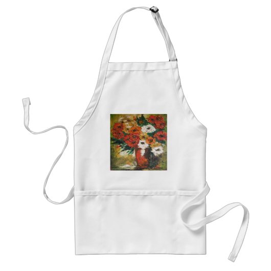 Apron Ann Hayes schilderende rode bloemen gemengd Standaard Schort (Voorkant)