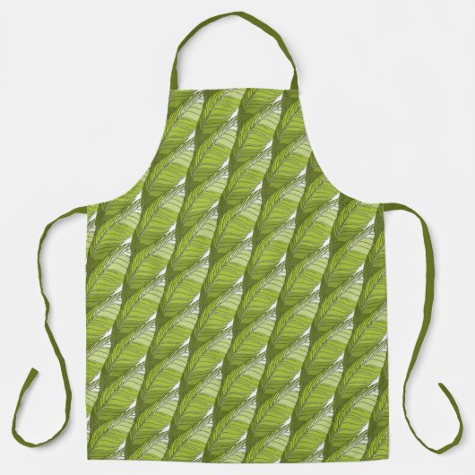 Apron (ao) - Green Feather Shapes in het gesneden  Schort (Voorkant)