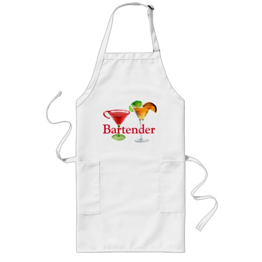 Apron-Bartender ontworpen/Cocktails Lang Schort (Voorkant)