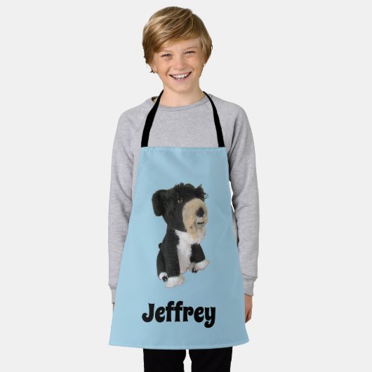 Apron - Black and White Speelgoed Dog Schort (Gedragen)