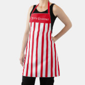 Apron Cafe Red en White Stripe Merry Kerstmis Schort (Insitu)