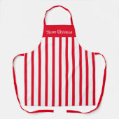 Apron Cafe Red en White Stripe Merry Kerstmis Schort (Voorkant)