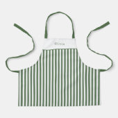 Apron Children - Personalised Forest Green Stripe. Schort (Voorkant)