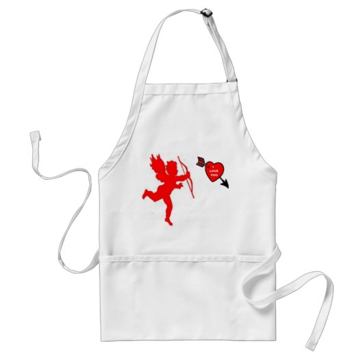 Apron Cupid en Heart Red Standaard Schort (Voorkant)