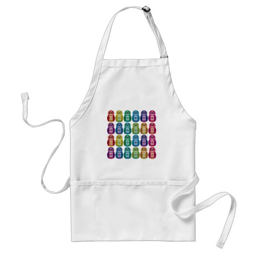Apron - Cute Rainbow Matryoshka Owl Standaard Schort (Voorkant)
