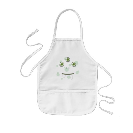 Apron Green Monster Face Kind Kinder Schort (Voorkant)