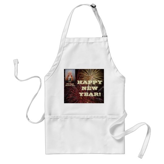 Apron Happy Nieuwjaar met Basset Hound King Standaard Schort (Voorkant)