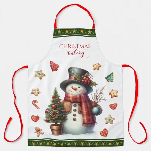 Apron Large Snowman and Christmas Cookies Geen Schort (Voorkant)