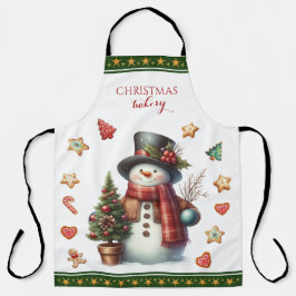 Apron Large Snowman and Christmas Cookies Geen Schort