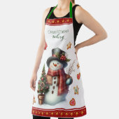 Apron Large Snowman and Christmas Cookies Red Schort (Insitu)