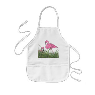 APRON ~ LAWN FLAMINGOS YARD COOK-OUT TIKI BAR KINDER SCHORT