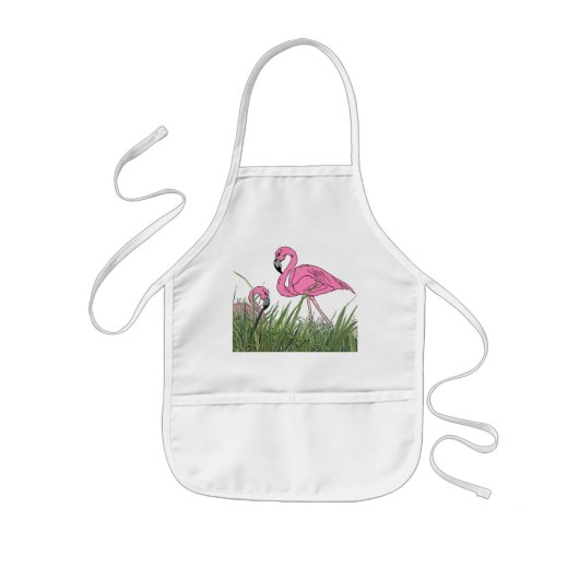 APRON ~ LAWN FLAMINGOS YARD COOK-OUT TIKI BAR KINDER SCHORT (Voorkant)