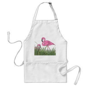 APRON ~ LAWN FLAMINGOS YARD COOK-OUT TIKI BAR STANDAARD SCHORT