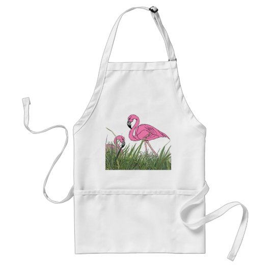 APRON ~ LAWN FLAMINGOS YARD COOK-OUT TIKI BAR STANDAARD SCHORT (Voorkant)