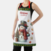 Apron Medium Snowman and Christmas Cookies Green Schort (Insitu)
