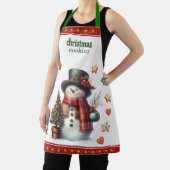 Apron Medium Snowman and Christmas Cookies Red Schort (Insitu)