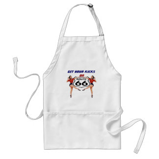 Apron met Retro "Kicks" Gals met ROUTE 66 SIGN Standaard Schort