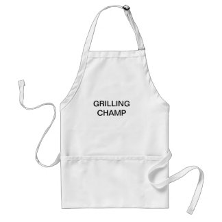 Apron met woorden GRILLING CHAMP op de voorkant. Standaard Schort