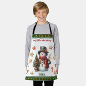 Apron Small Snowman and Christmas Cookies Green Schort (Gedragen)