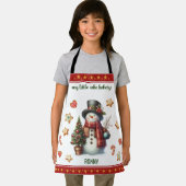 Apron Small Snowman and Christmas Cookies Red Schort (Insitu)