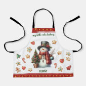 Apron Small Snowman and Christmas Cookies Red Schort (Voorkant)