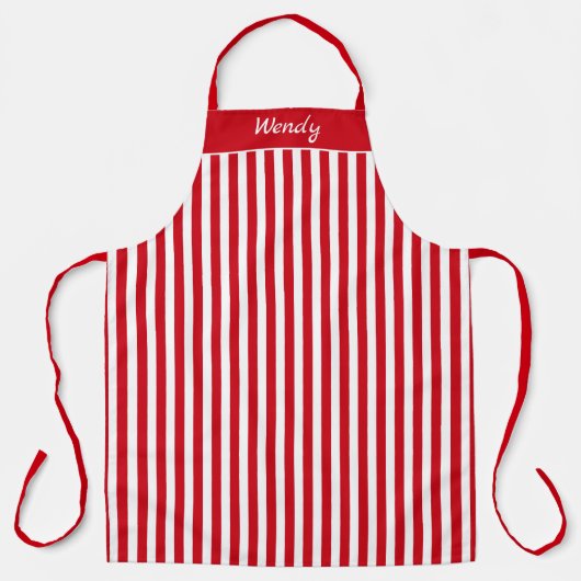 Apron van gestreept rood en wit patroon schort (Voorkant)