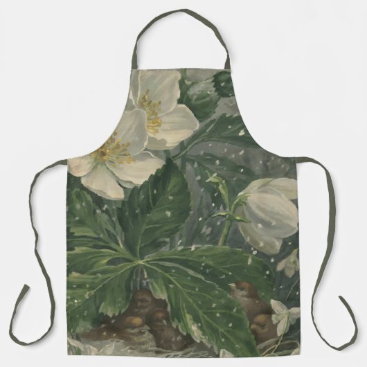 Apron White Garden Flowers Apron for Women   Schort (Voorkant)